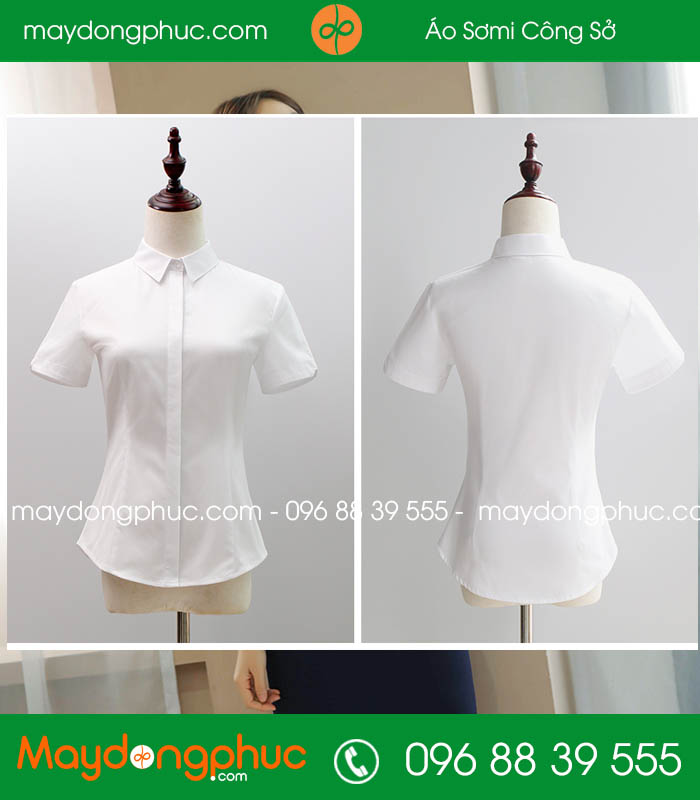 Đồng phục áo sơ mi màu trắng cộc tay váy tím than